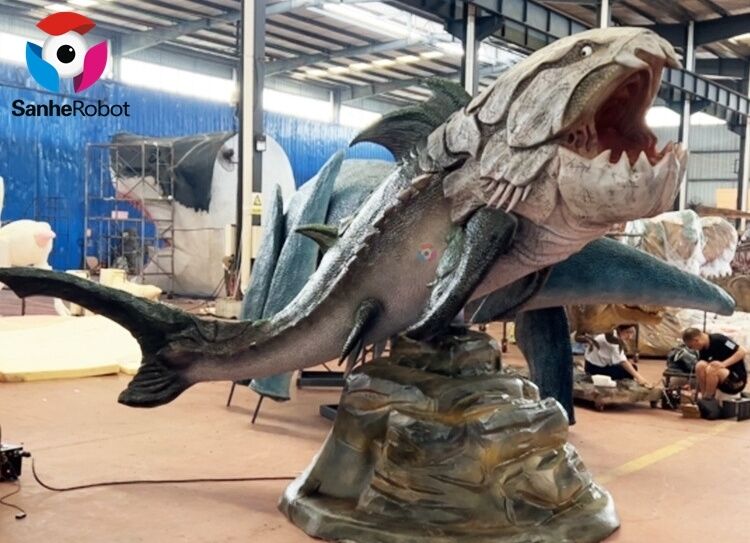 史前海洋生物模型 仿真機(jī)電鄧氏魚 工廠實(shí)拍
